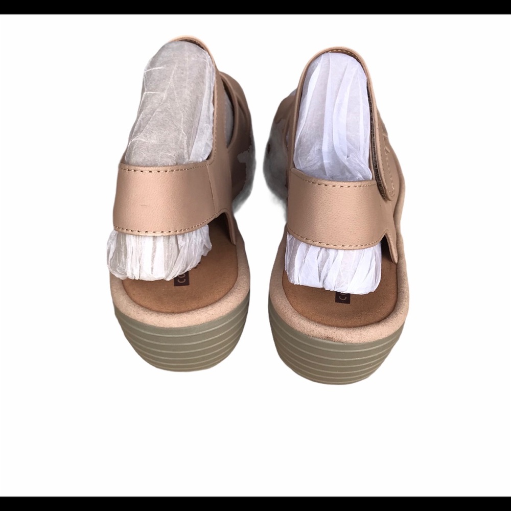 Sand Color Triple Strap Wedge Sandals Platform - Picture 3 of 9